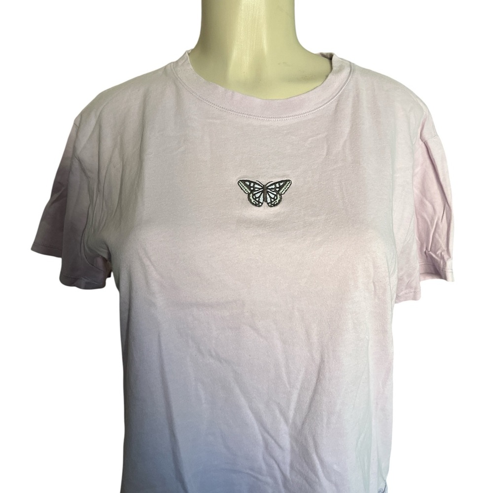 Hollister Light Purple Crop Butterfly Short Sleeve Tee